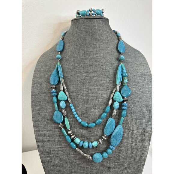 Avon NRQ faux turquoise necklace/bracelet set Western Style - Picture 1 of 12
